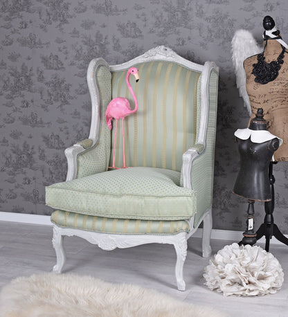 POLTRONA BAROCCA A VENTO POLTRONA ROYAL THRONE GRIGIO CHIARO ANTICO VERDE