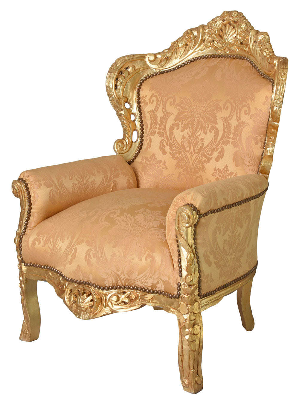 CHAISE BAROCK XXL FAUTEUIL DORÉ CHAISE ANTIQUE VERSAILLES 116CM