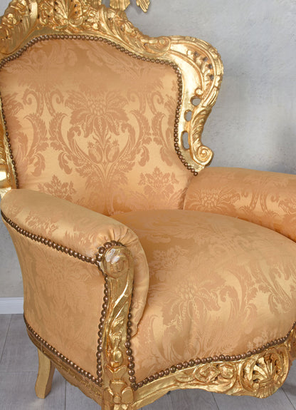 CHAISE BAROCK XXL FAUTEUIL DORÉ CHAISE ANTIQUE VERSAILLES 116CM