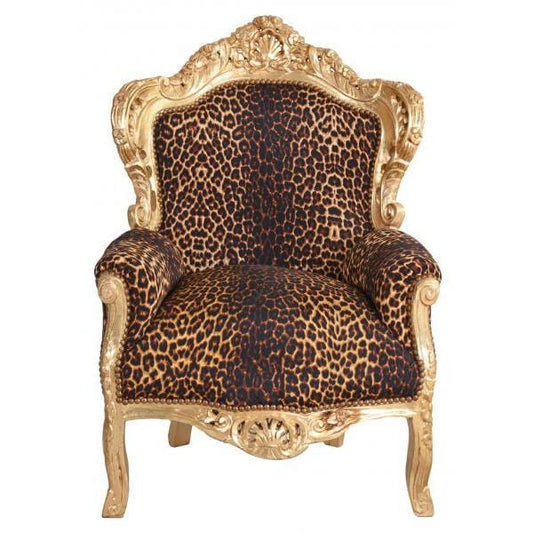 FAUTEUIL XXL BAROQUE OR LÉOPARD