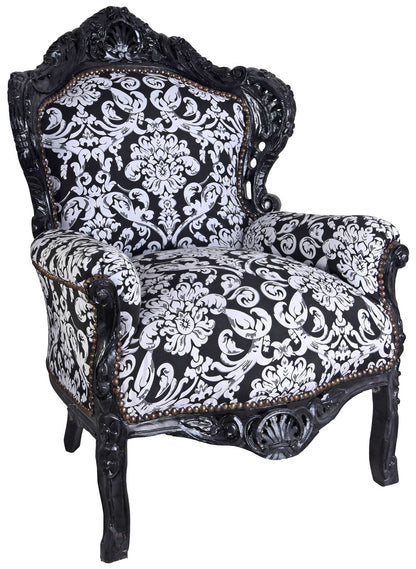 XXL SESSEL BAROCK SCHWARZ WEISS
