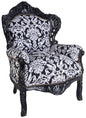 XXL SESSEL BAROCK SCHWARZ WEISS