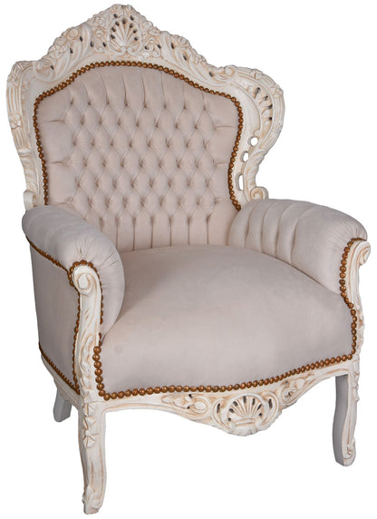 XXL SESSEL BAROCK CREME-WEISS HELLGRAU