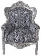 XXL SESSEL BAROCK ZEBRA SILBER