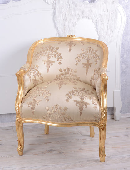 Sessel Antik Thron Barock Armlehnstuhl Rokoko gold