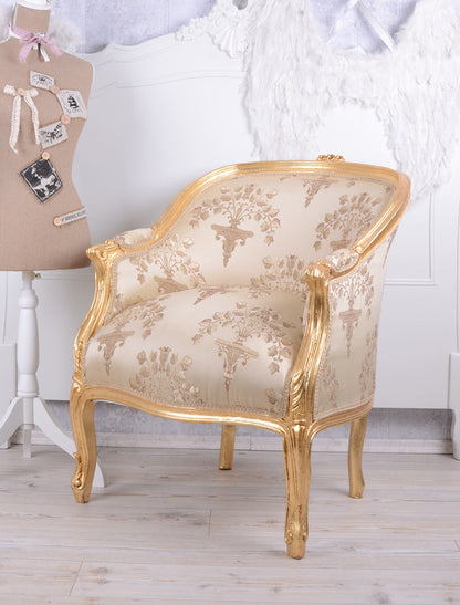 Sessel Antik Thron Barock Armlehnstuhl Rokoko gold