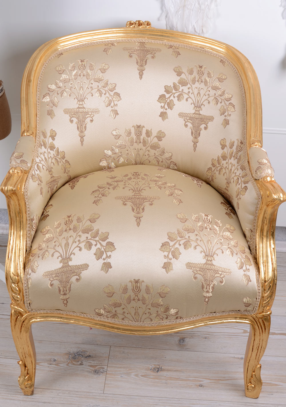 Sessel Antik Thron Barock Armlehnstuhl Rokoko gold