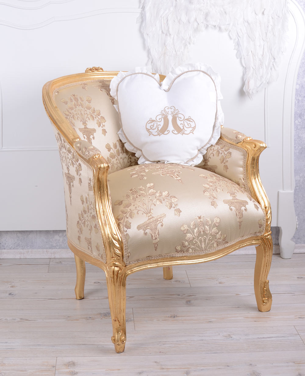 Sessel Antik Thron Barock Armlehnstuhl Rokoko gold