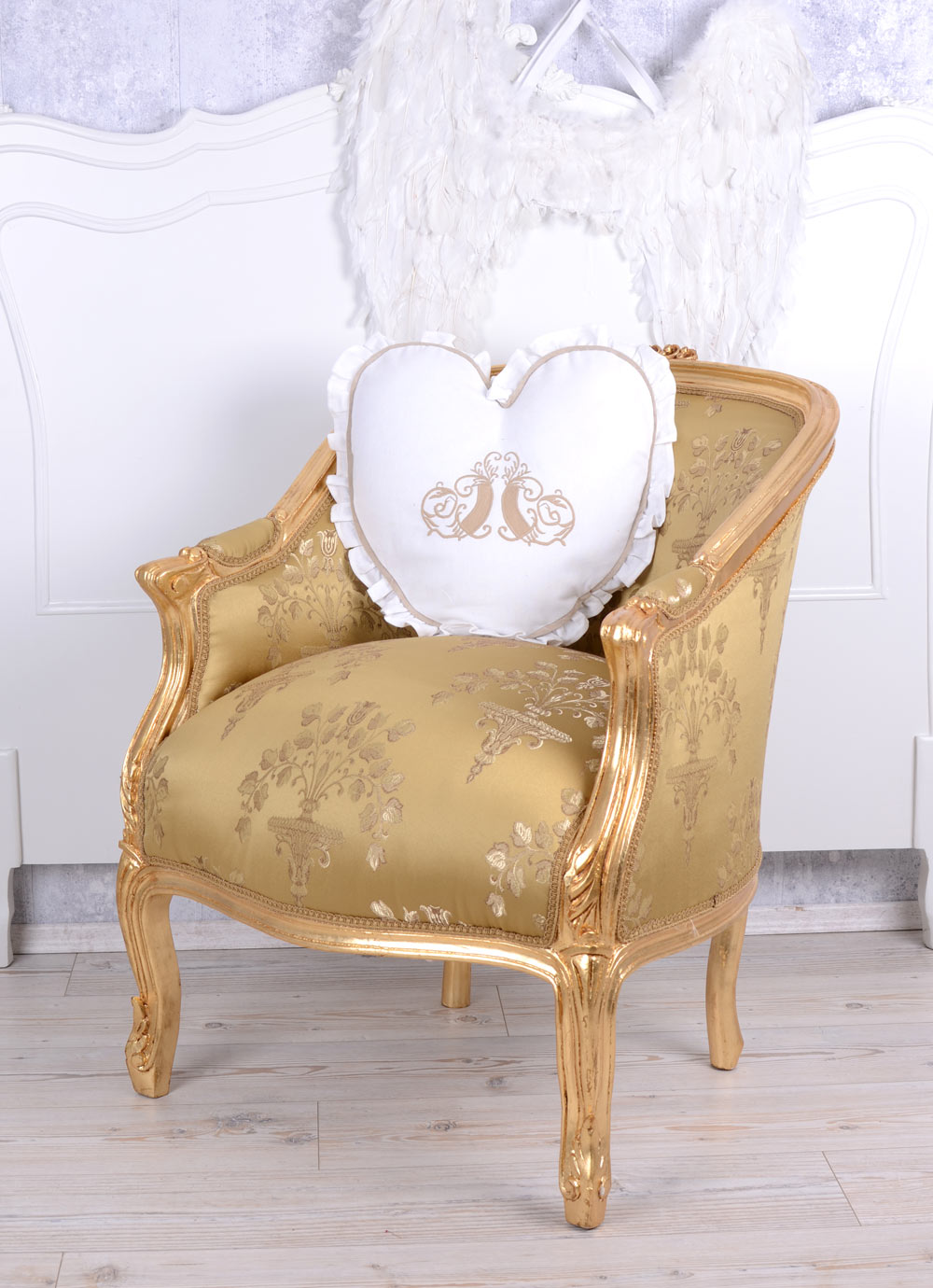 BERGERE EN CONFESSIONAL BAROCK SESSEL DUNKELGOLD