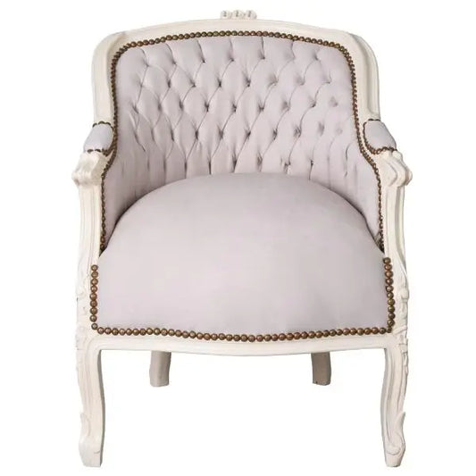 BERGERE EN CONFESSIONAL BAROCCA POLTRONA BIANCO-CREMA GRIGIO CHIARO