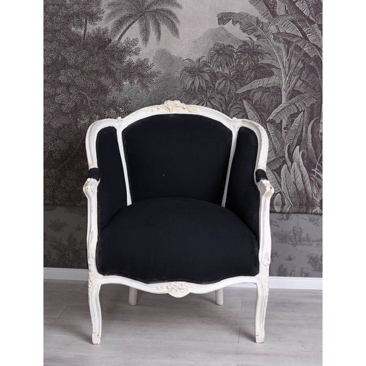 ROKOKO SESSEL BERGÈRE EN CONFESSIONAL LOUIS XV SCHWARZ - Palo24