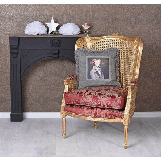 ELEGANTER OHRENSESSEL IM BAROCK STIL GOLD ROT - Palo24