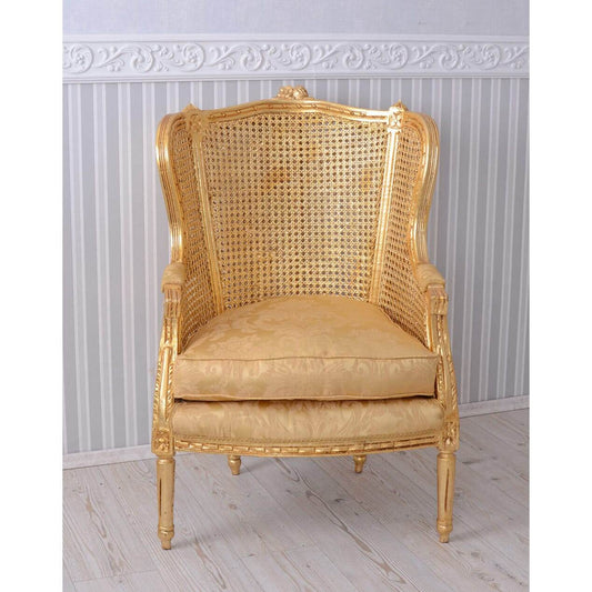 ELEGANTER OHRENSESSEL IM BAROCK STIL GOLD - Palo24