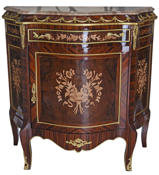 ARMOIRE BAROQUE ARMOIRE EN BOIS AVEC PLATEAU EN MARBRE INLAUSE COMMODE TIROIR DE NUIT