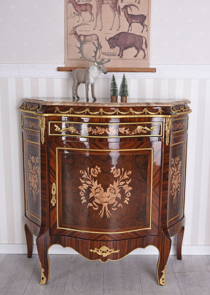 ARMOIRE BAROQUE ARMOIRE EN BOIS AVEC PLATEAU EN MARBRE INLAUSE COMMODE TIROIR DE NUIT