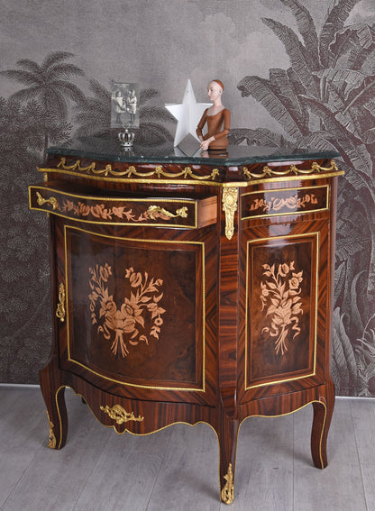 ARMOIRE BAROQUE ARMOIRE EN BOIS AVEC PLATEAU EN MARBRE INLAUSE COMMODE TIROIR DE NUIT