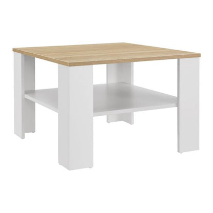 Table basse blanche aspect bois 60x60 cm