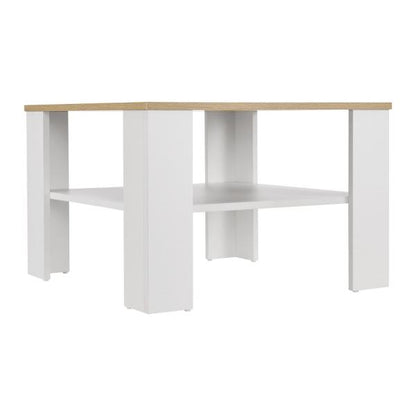 Table basse blanche aspect bois 60x60 cm