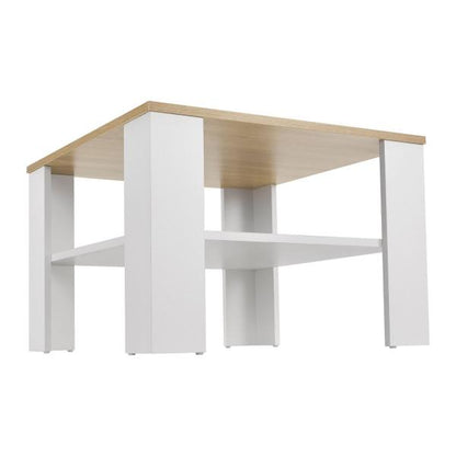 Table basse blanche aspect bois 60x60 cm