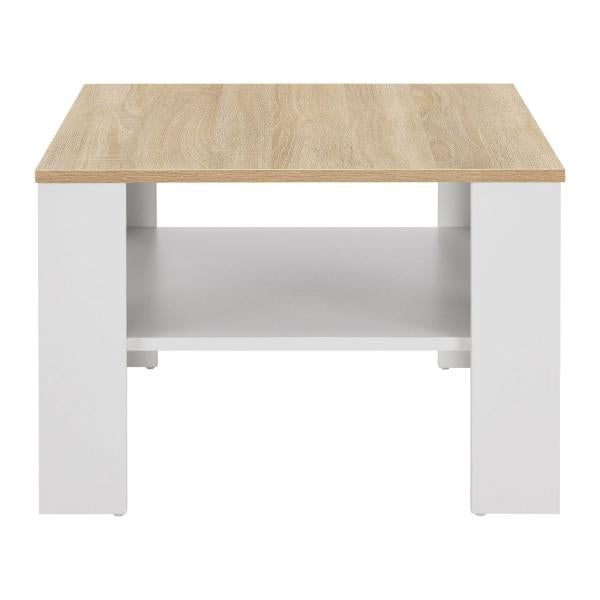 Table basse blanche aspect bois 60x60 cm