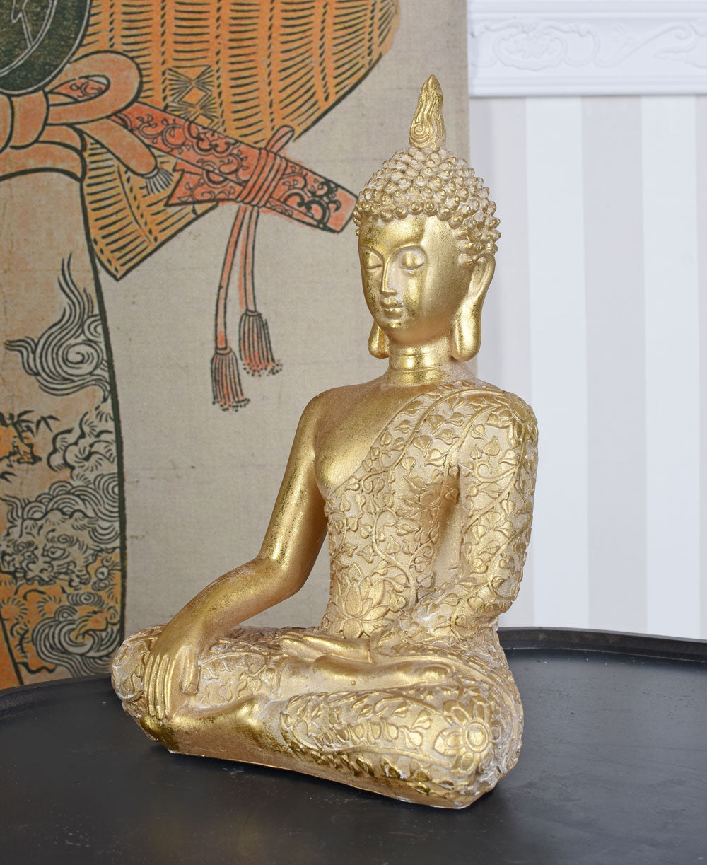 BUDDHA FIGUR BUDDHA IM LOTUSSITZ GARTENFIGUR