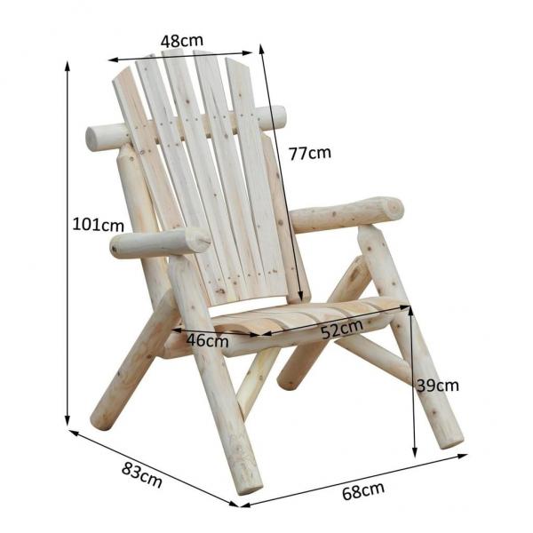 Adirondack Gartenstuhl Gartensessel Holzstuhl Hochlehner mit Armlehne Tannenholz Natur - Palo24