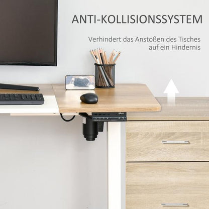 Elektrischer Schreibtisch Natur Weiss 140cm x 70 cm x 116 cm