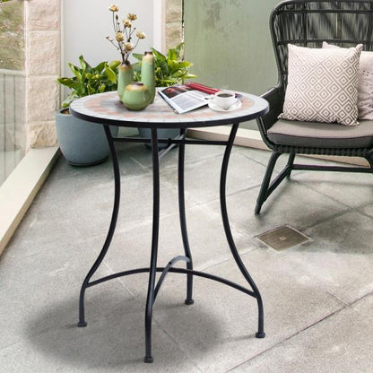Gartentisch Balkontisch Mosaiktisch Seviertisch rund Stahl + Keramik