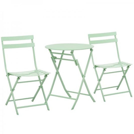 3 pièces. Salon de jardin table bistro avec 2 chaises pour cour jardin pliable vert