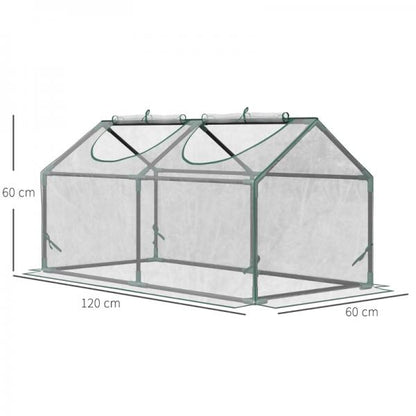 Foliegewächshaus mit Fenster PVC Treibhaus Tomatenhaus Frühbeet 120 x 60 x 60 cm Transparent