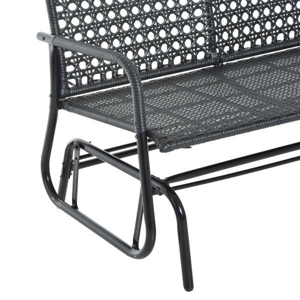 Schaukelbank Gartenschaukel Polyrattan 2-Sitzer schwarz - Palo24