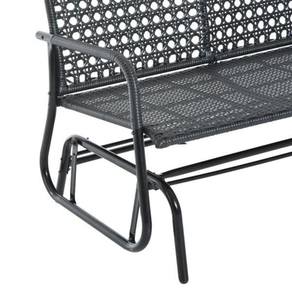 Schaukelbank Gartenschaukel Polyrattan 2-Sitzer schwarz - Palo24