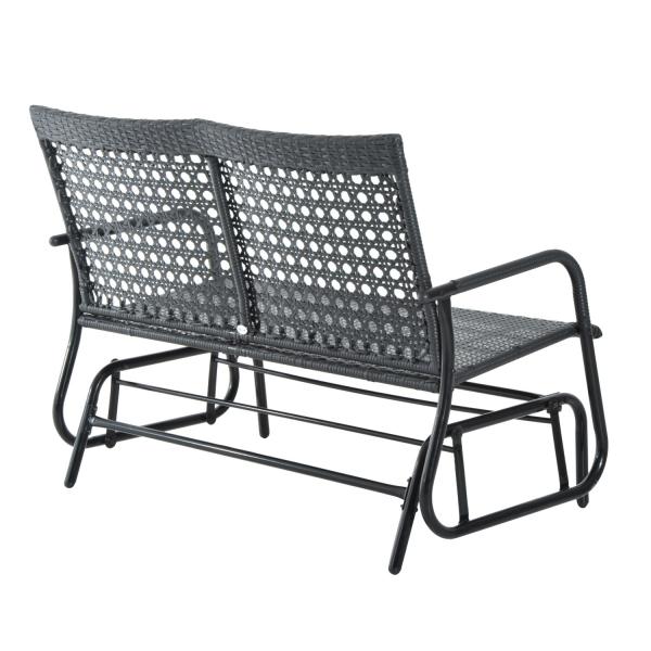 Schaukelbank Gartenschaukel Polyrattan 2-Sitzer schwarz - Palo24
