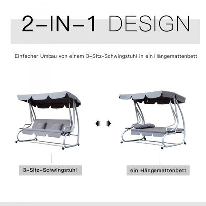Hollywoodschaukel Gartenschaukel Grau 200x120x164cm