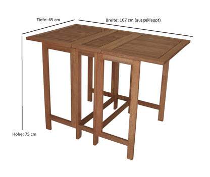 Table pliante double 107x65x74cm rectangulaire, eucalyptus huilé, certifiée FSC®