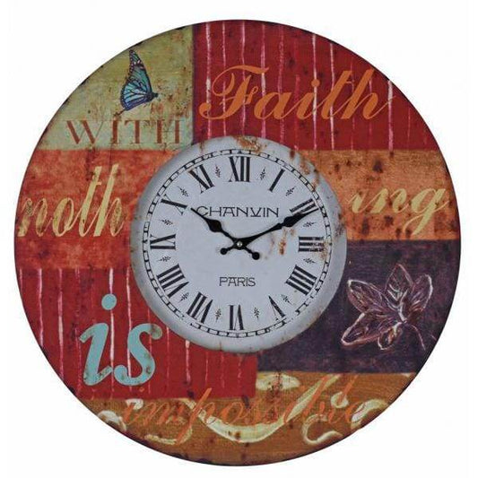 GROSSE WANDUHR 60CM KÜCHENUHR RUND WOHNZIMMER RETRO HÄNGEUHR - Palo24