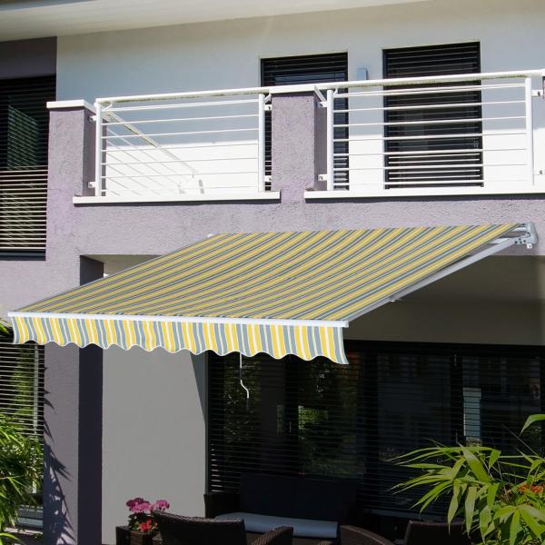 Markise Gelenkarmmarkise Sonnenschutz mit Handkurbel 3,5 x 2,5m Gelb Grau Alu Polyester