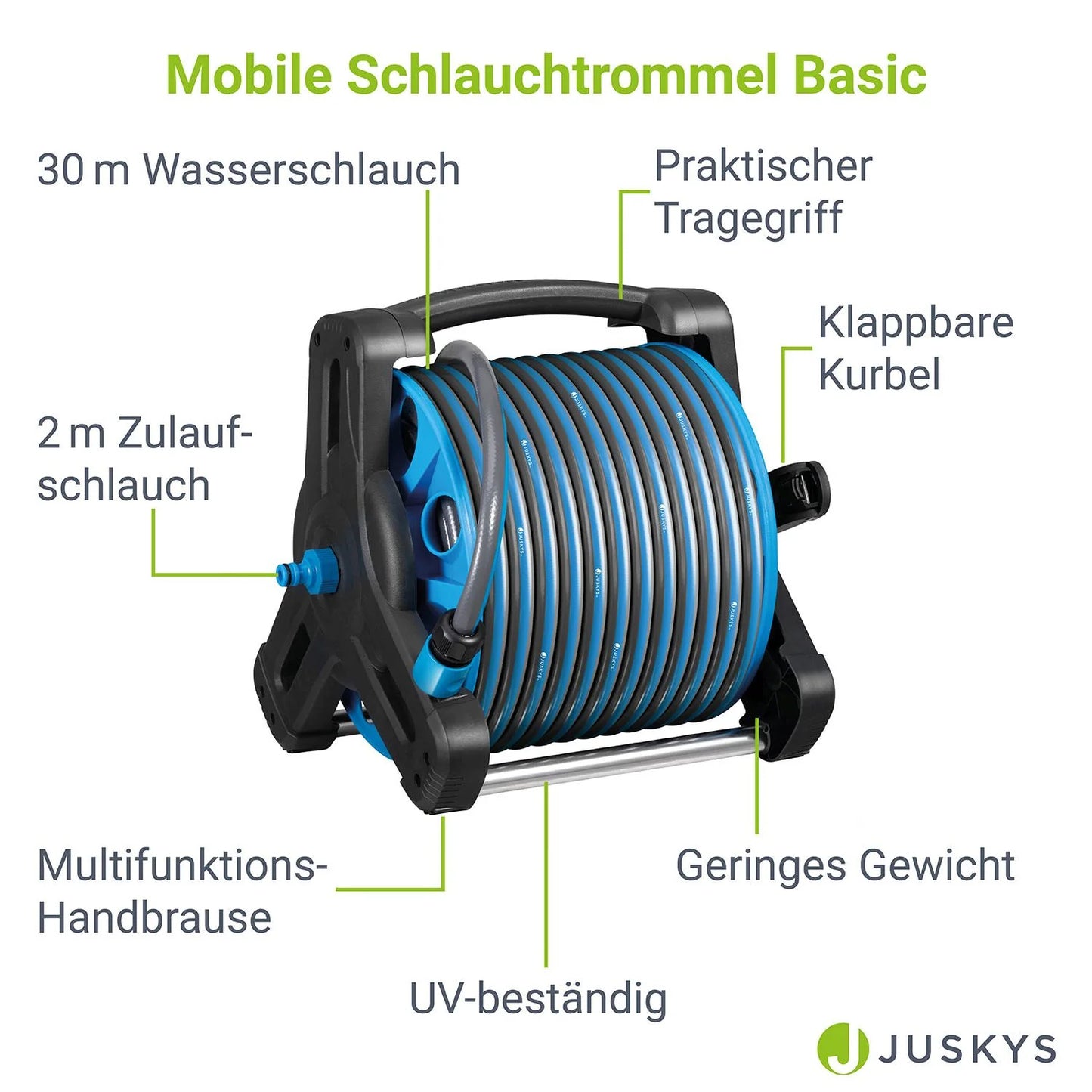 Avvolgitubo Mobile Basic 30 m Blu Con Doccetta Multifunzionale