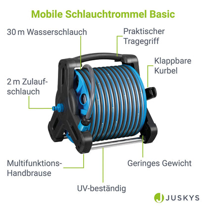 Avvolgitubo Mobile Basic 30 m Blu Con Doccetta Multifunzionale