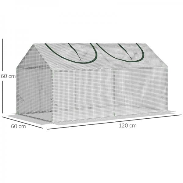 Foliengewächshaus mit Fenster PE Treibhaus Tomatenhaus Frühbeet 120 x 60 x 60 cm Weiss