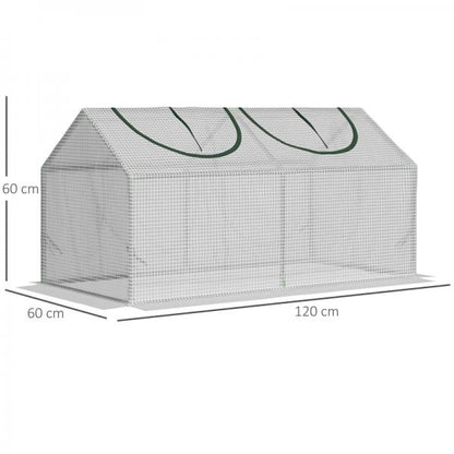 Foliengewächshaus mit Fenster PE Treibhaus Tomatenhaus Frühbeet 120 x 60 x 60 cm Weiss