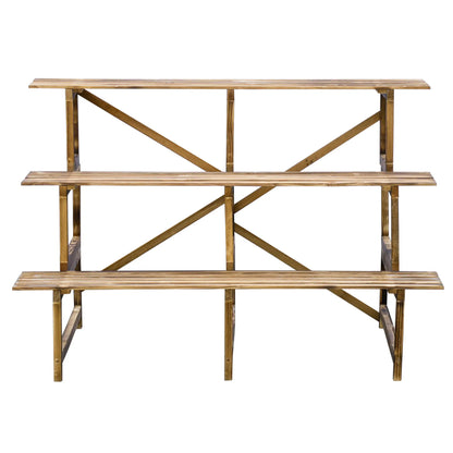 Etagère à fleurs escalier plante bois de sapin 3 marches L120 x L80 x H80cm