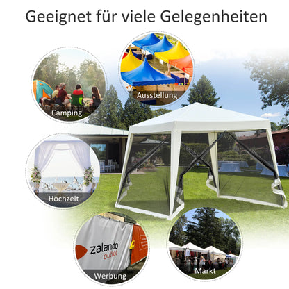 Pavillon de Jardin Pavillon Chapiteau Tente de fête Tente résistante aux intempéries avec moustiquaire Beige 3 x 3 m