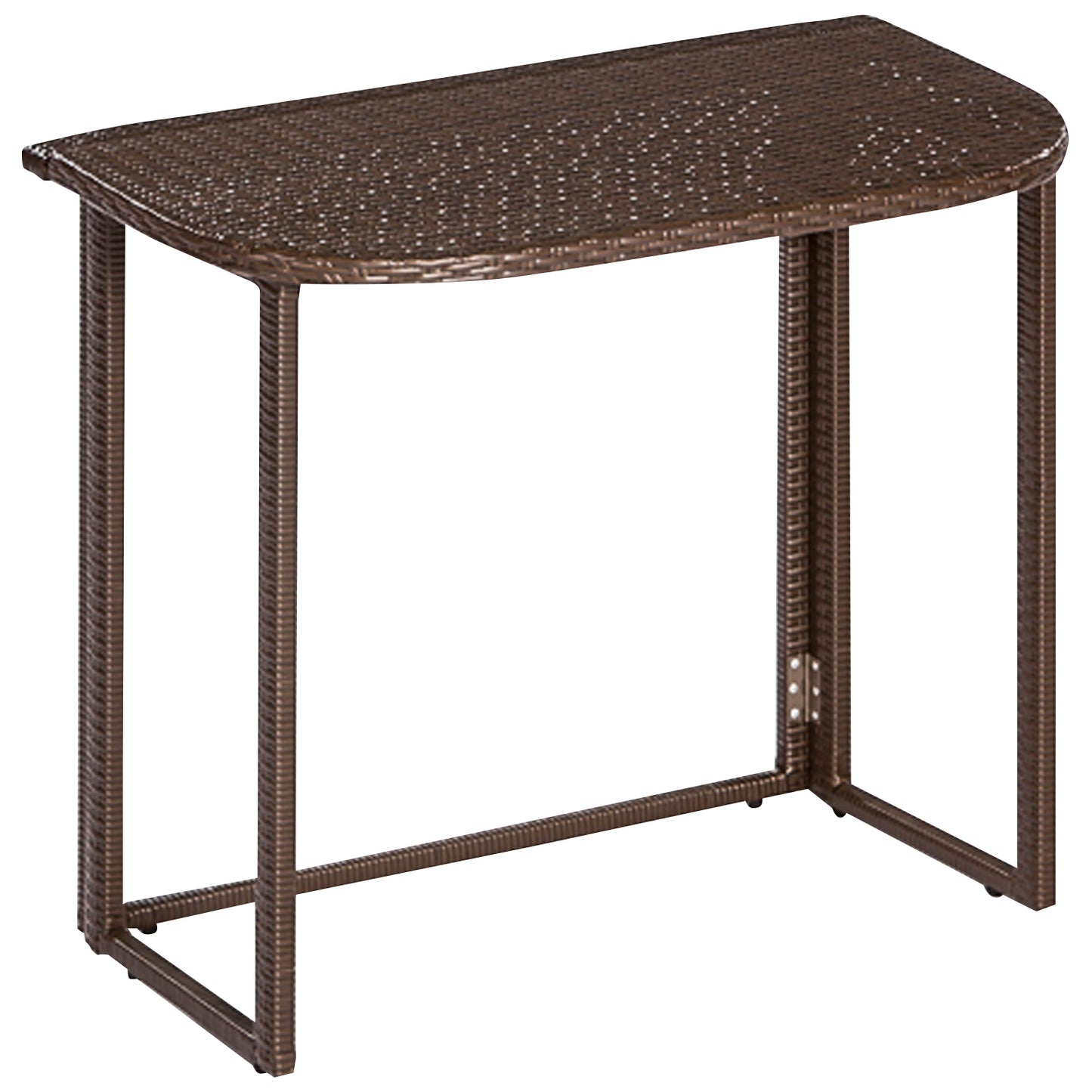 Ensemble banc d'angle GRAZ 2 pièces, banc d'angle + table pliante, acier + polyrotin, moka