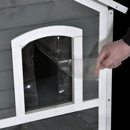 Katzenhaus mit Asphaltdach Tannenholz Grau - Palo24