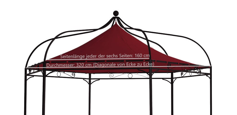 Toiture de remplacement pour pavillon MODENA, polyester enduit PVC bordeaux