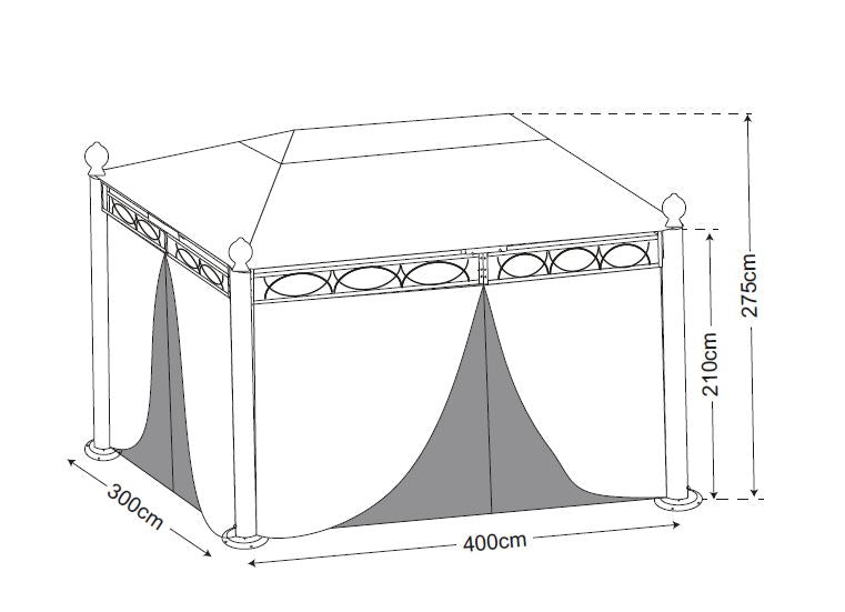 Dachplane für Pavillon RIVOLI 3x4 Meter, PVC beschichtet ecru