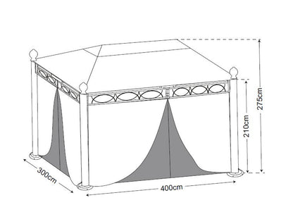 Dachplane für Pavillon RIVOLI 3x4 Meter, PVC beschichtet ecru