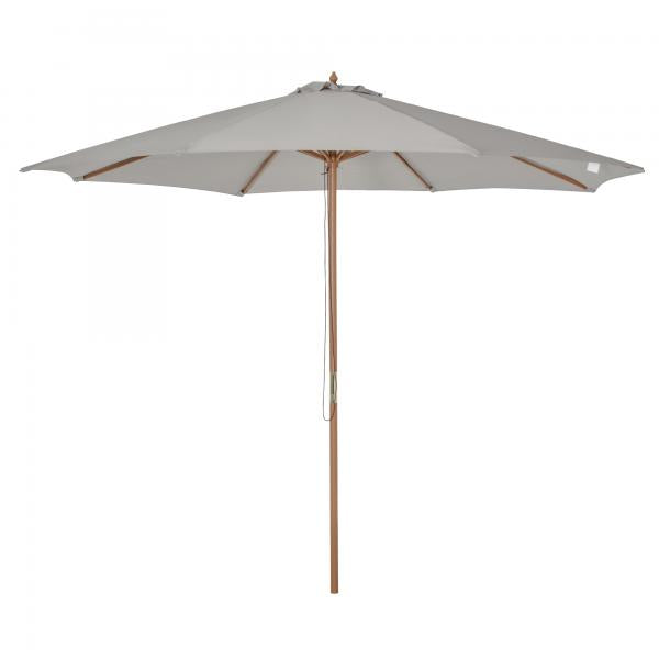 Holz Sonnenschirm Holzschirm Gartenschirm Balkonschirm 3m Grau - Palo24