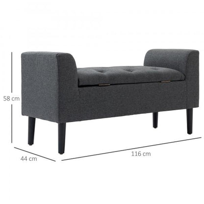 Banc gris foncé noir 116 cm x 44 cm x 58 cm